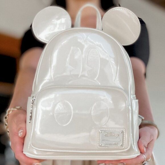 Loungefly Disney Mickey Mouse Wedding Pearl Irridescent Mini Backpack - Picture 1 of 3